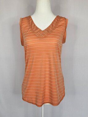 Royal Robbins Striped Tank Top | Orange Athletic | Lightweight Stretch | XS